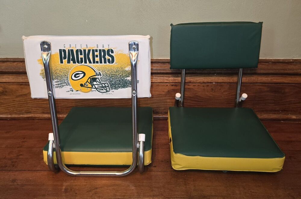 Vintage 1996 Green Bay Packers NFL Padded Folding Stadium Seats Set Of 2